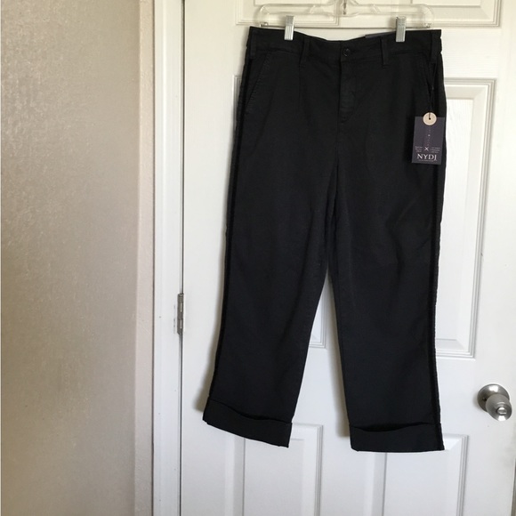 NYDJ black women petite cotton pants size 8 NWT $119 Lift Tuck - Picture 2 of 12